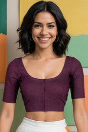 Maroon Handcrafted Cotton Solid Blouse 10073197