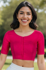 Pink Handcrafted Cotton Solid Blouse 10073210