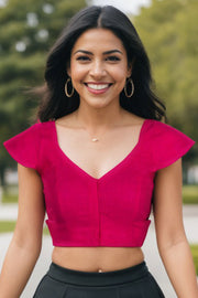 Pink Handcrafted Cotton Solid Blouse 10073211