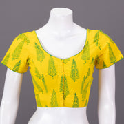 Yellow Kutchi Hand Block Printed Cotton Blouse 10073262
