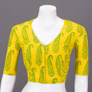 Yellow Kutchi Hand Block Printed Cotton Blouse 10073265