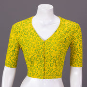 Yellow Kutchi Hand Block Printed Cotton Blouse 10073266