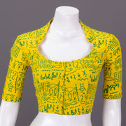 Yellow Kutchi Hand Block Printed Cotton Blouse 10073268