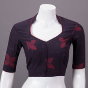 Maroon Hand Block Printed Cotton Blouse 10073299
