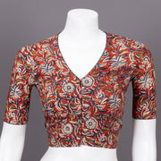 Red Hand Block Printed Cotton Blouse 10073320