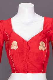 Red Banarasi Katan Silk Blouse 10073419
