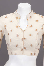 Cream Banarasi Silk Blouse 10073451
