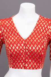 Red Banarasi Silk Blouse 10073454