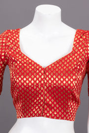 Red Banarasi Silk Blouse 10073458