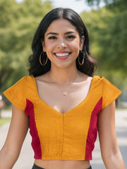 MultiColour Handcrafted Solid Cotton Blouse 10073706