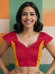  MultiColour Handcrafted Solid Cotton Blouse 10073707