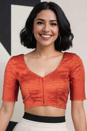 Orange Narayanpet Silk Blouse 10074446