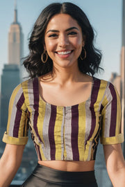 Brown Handcrafted Tussar Silk Blouse 10074508