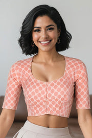 Peach Banarasi Cotton Blouse 10074510