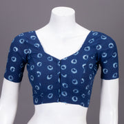 Blue Tribal Motif Indigo Hand Block Print Cotton Blouse 10074577