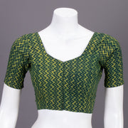 Green Zigzag Design Indigo Hand Block Print Cotton Blouse 10074586