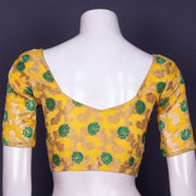 Yellow Banarasi Organza Blouse with Floral Motif 10076215