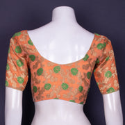 Orange Banarasi Organza Blouse with Floral Motif 10076218