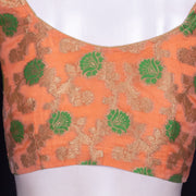 Orange Banarasi Organza Blouse with Floral Motif 10076218