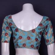 Blue Banarasi Organza Blouse with Floral Motif 10076219