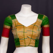  Honey Bronze Yellow Kanjivaram Soft Silk Blouse With Checks Designs  10076633