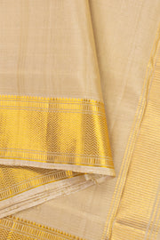Butterscotch Beige Kanjivaram Silk 8 x 4 Dhoti With Gold Zari Border And With Shirt Material 10063276