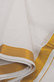 Cool White Kanchi Cotton 8 x 4 Dhoti With Gold Zari Border 10074113