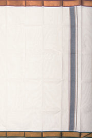 Tender White Kanchi Cotton 8 Mulam Dhoti With Gold Zari Border 10074115