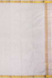 Pearl Mist White Kanjivaram Silk 9 x 5 Dhoti With Gold Zari Border 10076405