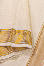 Golden Nude Kanjivaram Silk 9 x 5 Dhoti With Gold Zari Border 10076407