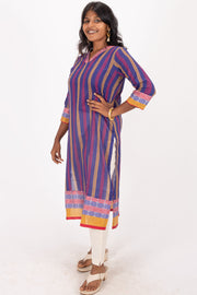 Blue Handcrafted Dhaniakhali Cotton Kurta 10073982