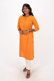 Orange Handcrafted Stripes Kurtas 10074353