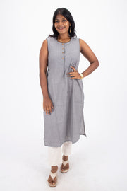 Grey Handcrafted Stripes Kurtas 10074354