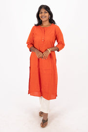 Red Handcrafted Stripes Kurtas 10074355