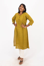 Green Handcrafted Stripes Kurtas 10074356