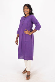 Purple Handcrafted Stripes Kurtas 10074358