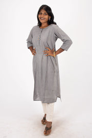 Grey Handcrafted Stripes Kurtas 10074360