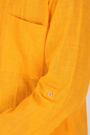 Yellow Full Sleeve Slub Cotton Solid Style Men's Kurta 10074248