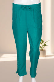 Blue Solid Style Slub Cotton Pant 10075938