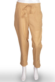Beige Solid Style Slub Cotton Pant 10075942