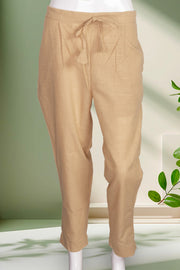 Beige Solid Style Cotton Pant 10062714 
