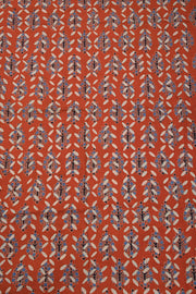 Red Ajrakh Printed Cutwork Applique Embroidered Cotton 3 Piece Salwar Suit Material