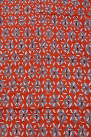 Red Ajrakh Printed Cutwork Applique Embroidered Cotton 3 Piece Salwar Suit Material