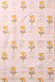 Yellow Handblock Printed 3 Piece Silk Cotton Salwar Suit Material 10072919