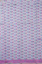 Grey Handblock Printed Silk Cotton 3 Piece Salwar Suit Material 10072922