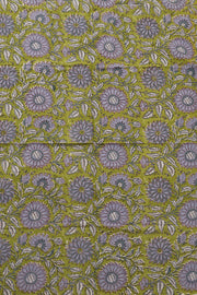 Green Handblock Printed Cotton with Chiffon Dupatta 3-Piece Salwar Suit Material 10072960