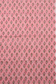 Pink Handblock Printed Cotton with Chiffon Dupatta 3-Piece Salwar Suit Material 10072965