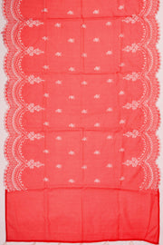 Red Scallop Embroidered Organza Salwar Suit Material 10073040