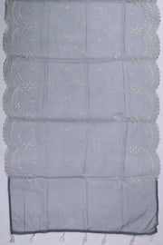 Grey Scallop Embroidered Organza Salwar Suit Material 10073041