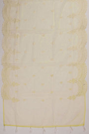 Cream Scallop Embroidered Organza Salwar Suit Material 10073044